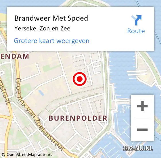 Locatie op kaart van de 112 melding: Brandweer Met Spoed Naar Yerseke, Zon en Zee op 3 september 2023 21:05