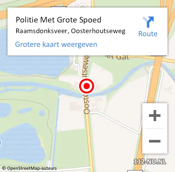 Locatie op kaart van de 112 melding: Politie Met Grote Spoed Naar Raamsdonksveer, Oosterhoutseweg op 3 september 2023 21:39