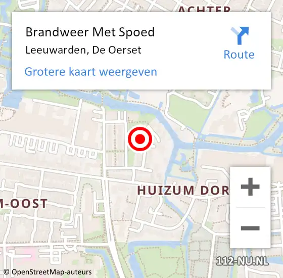 Locatie op kaart van de 112 melding: Brandweer Met Spoed Naar Leeuwarden, De Oerset op 3 september 2023 21:49