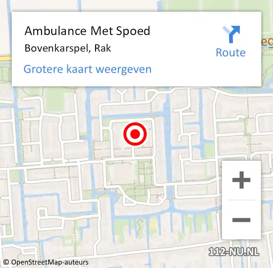 Locatie op kaart van de 112 melding: Ambulance Met Spoed Naar Bovenkarspel, Rak op 3 september 2023 22:02