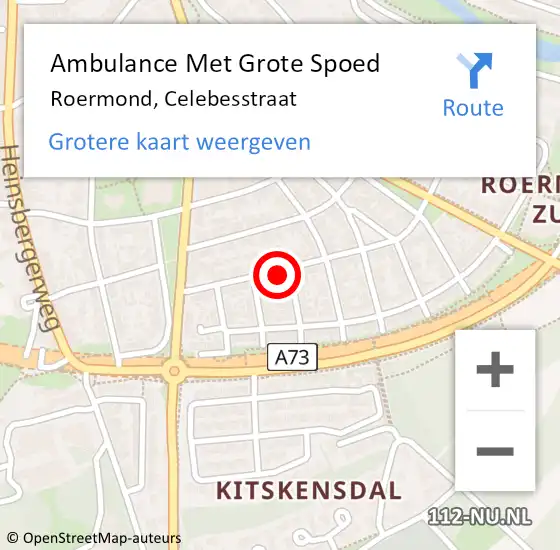 Locatie op kaart van de 112 melding: Ambulance Met Grote Spoed Naar Roermond, Celebesstraat op 3 september 2023 22:33