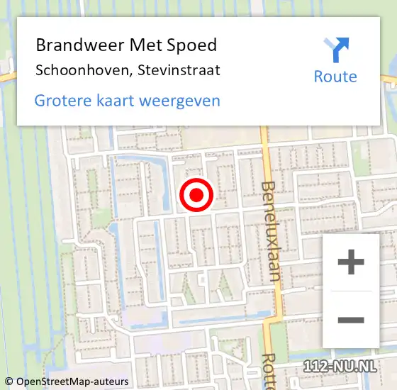 Locatie op kaart van de 112 melding: Brandweer Met Spoed Naar Schoonhoven, Stevinstraat op 3 september 2023 22:49
