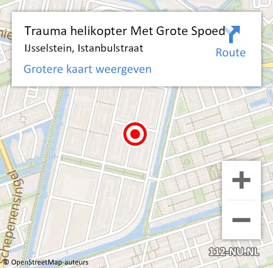 Locatie op kaart van de 112 melding: Trauma helikopter Met Grote Spoed Naar IJsselstein, Istanbulstraat op 4 september 2023 00:21