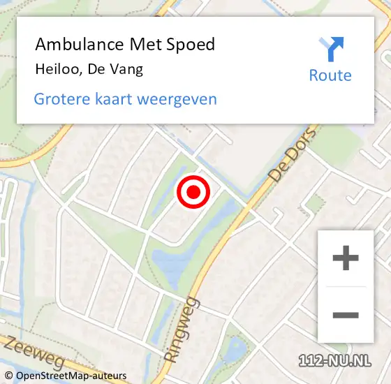 Locatie op kaart van de 112 melding: Ambulance Met Spoed Naar Heiloo, De Vang op 6 september 2014 20:37