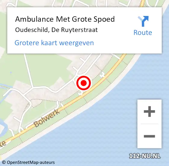 Locatie op kaart van de 112 melding: Ambulance Met Grote Spoed Naar Oudeschild, De Ruyterstraat op 4 september 2023 00:46