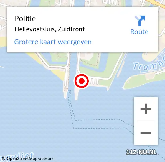Locatie op kaart van de 112 melding: Politie Hellevoetsluis, Zuidfront op 4 september 2023 01:01