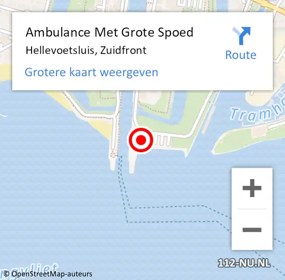 Locatie op kaart van de 112 melding: Ambulance Met Grote Spoed Naar Hellevoetsluis, Zuidfront op 4 september 2023 01:02