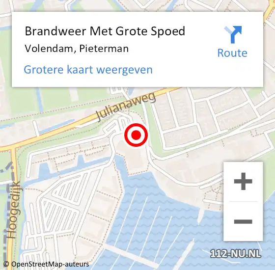 Locatie op kaart van de 112 melding: Brandweer Met Grote Spoed Naar Volendam, Pieterman op 6 september 2014 20:42