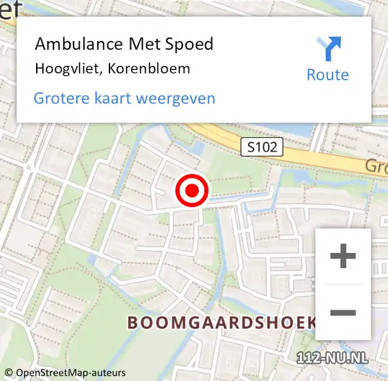 Locatie op kaart van de 112 melding: Ambulance Met Spoed Naar Hoogvliet, Korenbloem op 4 september 2023 01:58