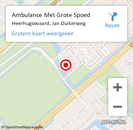Locatie op kaart van de 112 melding: Ambulance Met Grote Spoed Naar Heerhugowaard, Jan Duikerweg op 4 september 2023 02:10