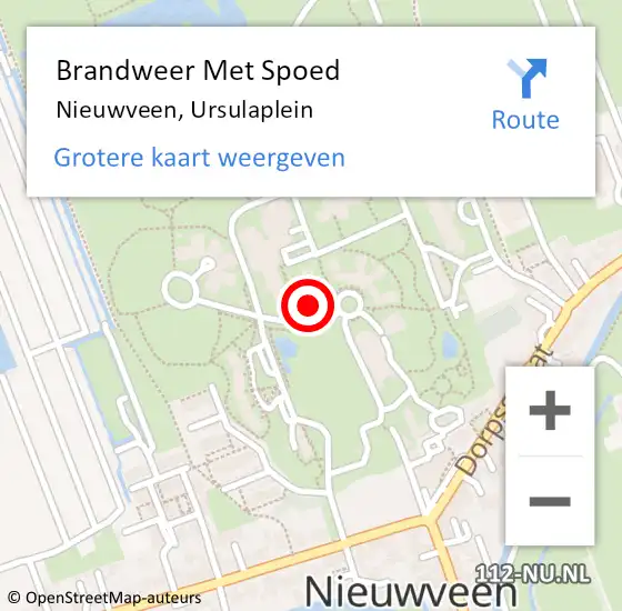 Locatie op kaart van de 112 melding: Brandweer Met Spoed Naar Nieuwveen, Ursulaplein op 4 september 2023 04:20