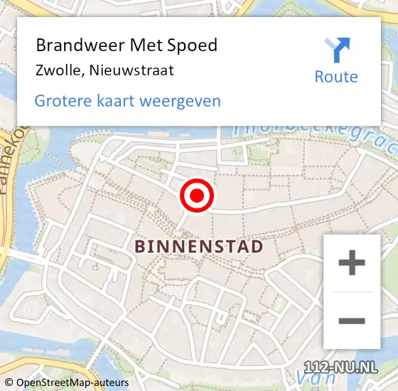 Locatie op kaart van de 112 melding: Brandweer Met Spoed Naar Zwolle, Nieuwstraat op 4 september 2023 04:52