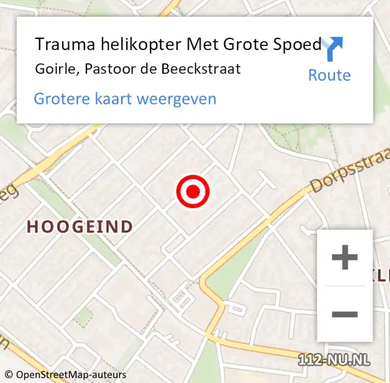 Locatie op kaart van de 112 melding: Trauma helikopter Met Grote Spoed Naar Goirle, Pastoor de Beeckstraat op 4 september 2023 06:25