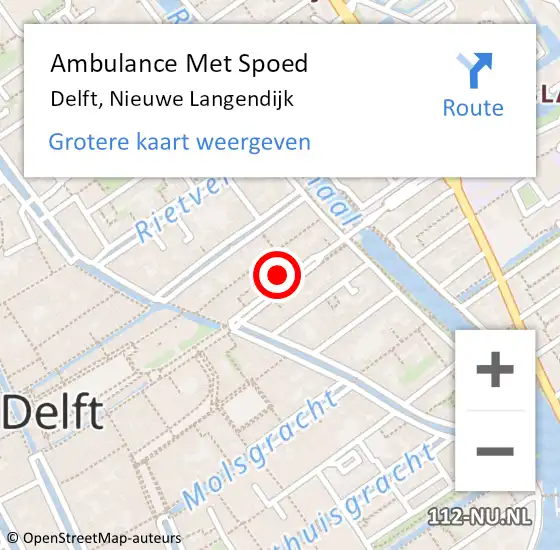 Locatie op kaart van de 112 melding: Ambulance Met Spoed Naar Delft, Nieuwe Langendijk op 4 september 2023 07:03