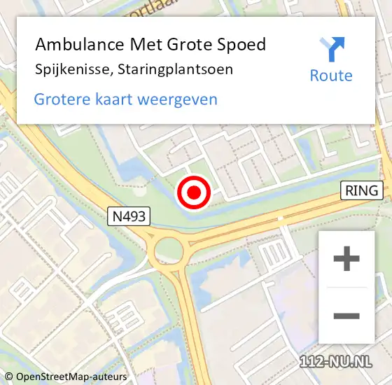 Locatie op kaart van de 112 melding: Ambulance Met Grote Spoed Naar Spijkenisse, Staringplantsoen op 4 september 2023 07:22