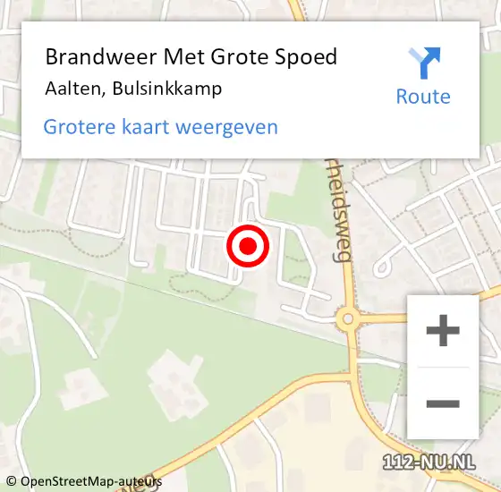 Locatie op kaart van de 112 melding: Brandweer Met Grote Spoed Naar Aalten, Bulsinkkamp op 4 september 2023 07:40