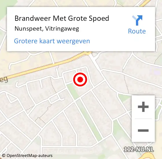 Locatie op kaart van de 112 melding: Brandweer Met Grote Spoed Naar Nunspeet, Vitringaweg op 4 september 2023 07:45