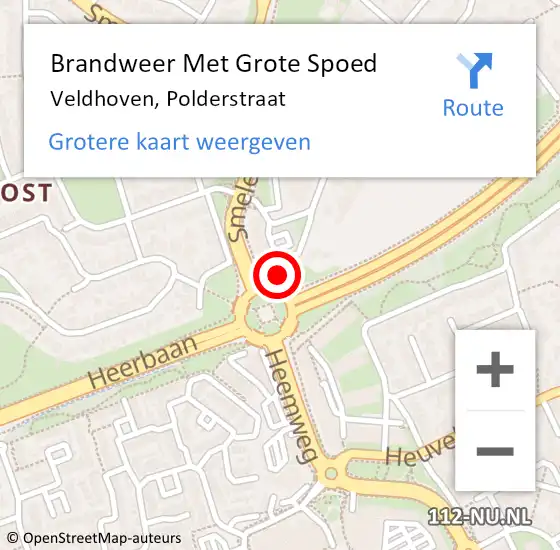 Locatie op kaart van de 112 melding: Brandweer Met Grote Spoed Naar Veldhoven, Polderstraat op 4 september 2023 08:01