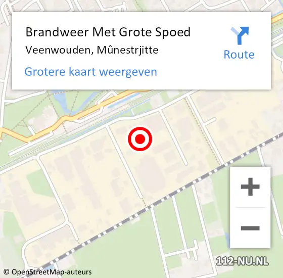 Locatie op kaart van de 112 melding: Brandweer Met Grote Spoed Naar Veenwouden, Mûnestrjitte op 4 september 2023 08:01