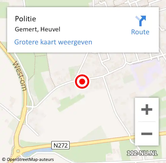 Locatie op kaart van de 112 melding: Politie Gemert, Heuvel op 4 september 2023 08:02