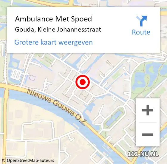 Locatie op kaart van de 112 melding: Ambulance Met Spoed Naar Gouda, Kleine Johannesstraat op 4 september 2023 08:34