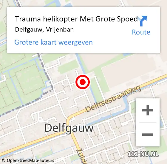 Locatie op kaart van de 112 melding: Trauma helikopter Met Grote Spoed Naar Delfgauw, Vrijenban op 4 september 2023 08:32