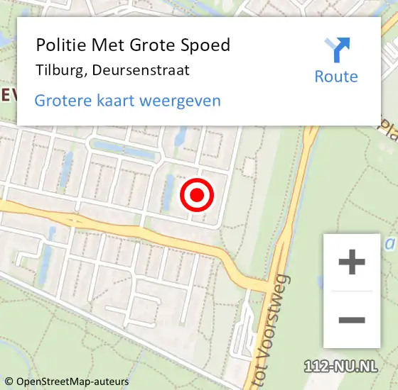 Locatie op kaart van de 112 melding: Politie Met Grote Spoed Naar Tilburg, Deursenstraat op 4 september 2023 08:41