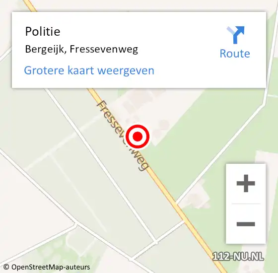 Locatie op kaart van de 112 melding: Politie Bergeijk, Fressevenweg op 4 september 2023 09:08