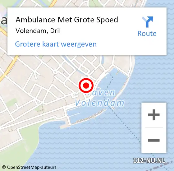 Locatie op kaart van de 112 melding: Ambulance Met Grote Spoed Naar Volendam, Dril op 4 september 2023 09:20