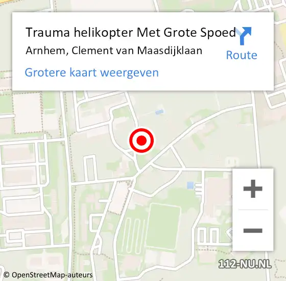 Locatie op kaart van de 112 melding: Trauma helikopter Met Grote Spoed Naar Arnhem, Clement van Maasdijklaan op 4 september 2023 09:24