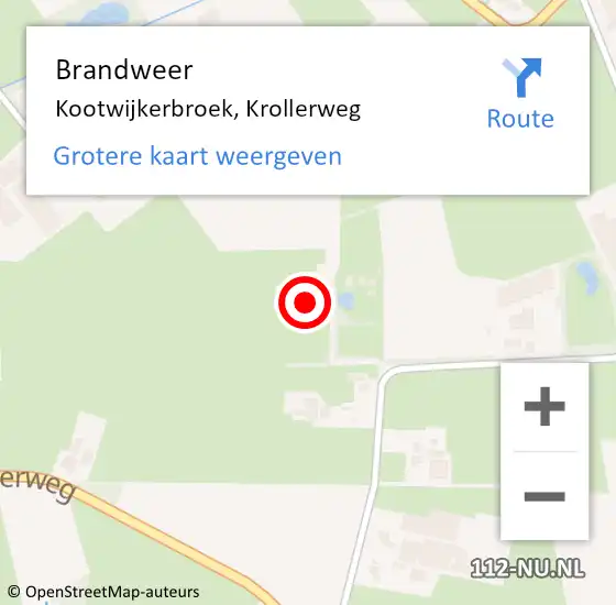 Locatie op kaart van de 112 melding: Brandweer Kootwijkerbroek, Krollerweg op 4 september 2023 09:46