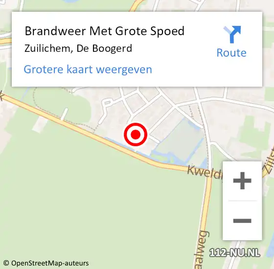 Locatie op kaart van de 112 melding: Brandweer Met Grote Spoed Naar Zuilichem, De Boogerd op 4 september 2023 10:01