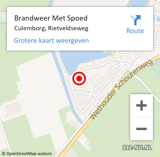 Locatie op kaart van de 112 melding: Brandweer Met Spoed Naar Culemborg, Rietveldseweg op 4 september 2023 10:04