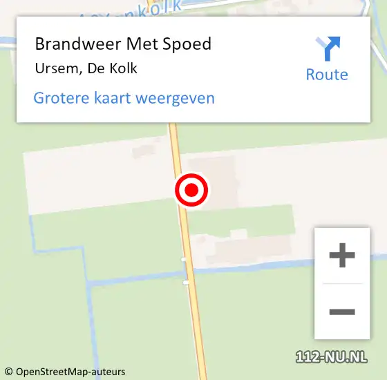 Locatie op kaart van de 112 melding: Brandweer Met Spoed Naar Ursem, De Kolk op 4 september 2023 10:21