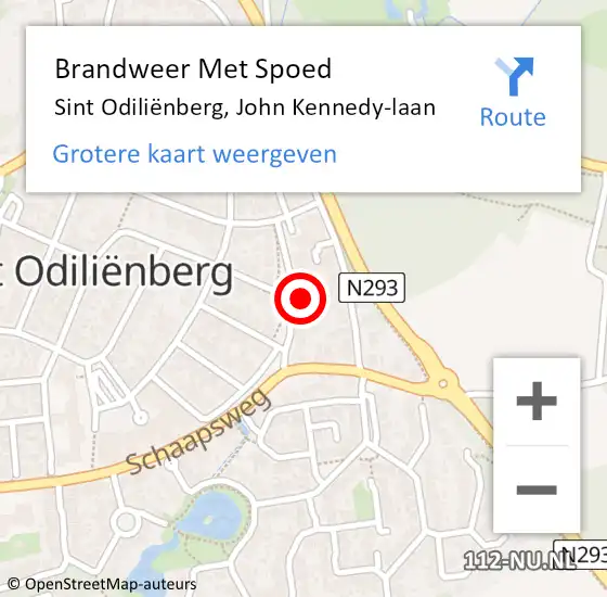 Locatie op kaart van de 112 melding: Brandweer Met Spoed Naar Sint Odiliënberg, John Kennedy-laan op 4 september 2023 10:27