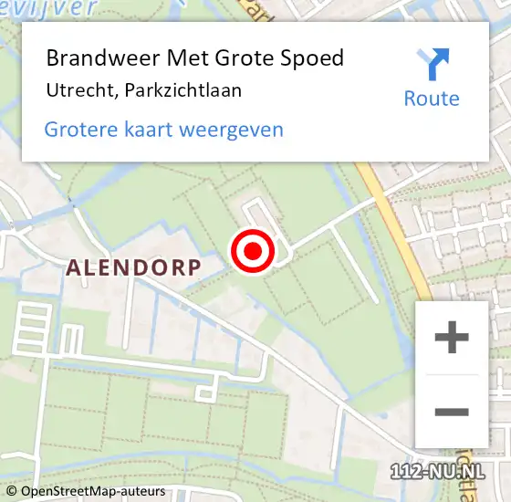 Locatie op kaart van de 112 melding: Brandweer Met Grote Spoed Naar Utrecht, Parkzichtlaan op 4 september 2023 10:36