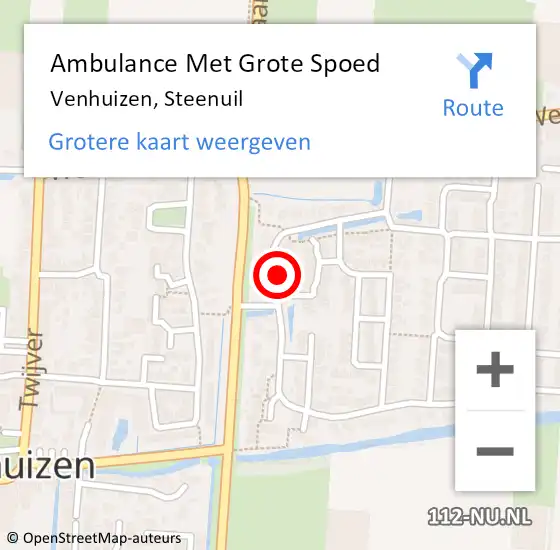 Locatie op kaart van de 112 melding: Ambulance Met Grote Spoed Naar Venhuizen, Steenuil op 4 september 2023 10:57