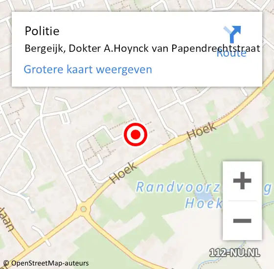 Locatie op kaart van de 112 melding: Politie Bergeijk, Dokter A.Hoynck van Papendrechtstraat op 4 september 2023 11:03