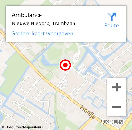 Locatie op kaart van de 112 melding: Ambulance Nieuwe Niedorp, Trambaan op 4 september 2023 11:04