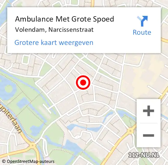 Locatie op kaart van de 112 melding: Ambulance Met Grote Spoed Naar Volendam, Narcissenstraat op 4 september 2023 11:10