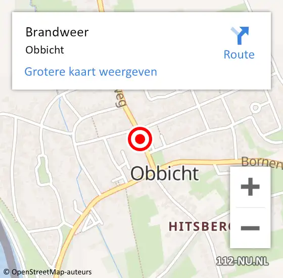 Locatie op kaart van de 112 melding: Brandweer Obbicht op 6 september 2014 21:37