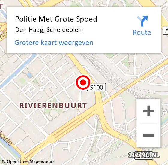 Locatie op kaart van de 112 melding: Politie Met Grote Spoed Naar Den Haag, Scheldeplein op 4 september 2023 11:40