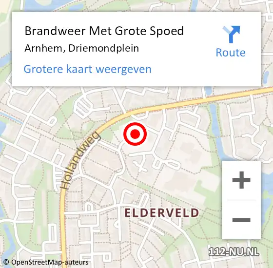 Locatie op kaart van de 112 melding: Brandweer Met Grote Spoed Naar Arnhem, Driemondplein op 4 september 2023 11:48