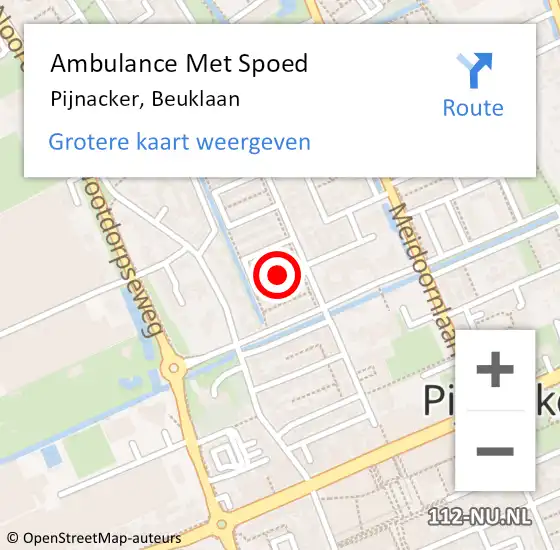 Locatie op kaart van de 112 melding: Ambulance Met Spoed Naar Pijnacker, Beuklaan op 4 september 2023 12:01