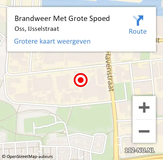 Locatie op kaart van de 112 melding: Brandweer Met Grote Spoed Naar Oss, IJsselstraat op 4 september 2023 12:03