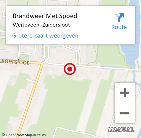 Locatie op kaart van de 112 melding: Brandweer Met Spoed Naar Weiteveen, Zuidersloot op 6 september 2014 21:42