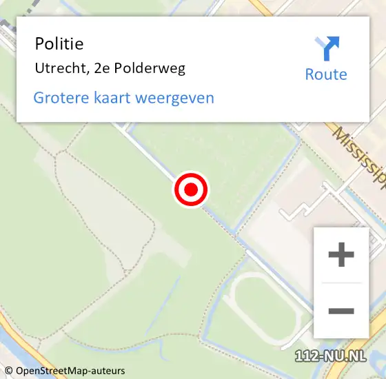 Locatie op kaart van de 112 melding: Politie Utrecht, 2e Polderweg op 4 september 2023 12:19