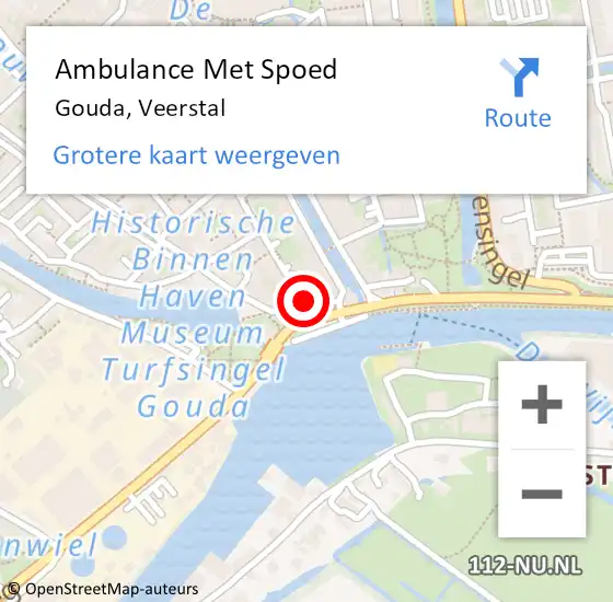 Locatie op kaart van de 112 melding: Ambulance Met Spoed Naar Gouda, Veerstal op 4 september 2023 13:16