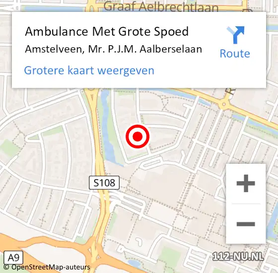 Locatie op kaart van de 112 melding: Ambulance Met Grote Spoed Naar Amstelveen, Mr. P.J.M. Aalberselaan op 4 september 2023 13:22