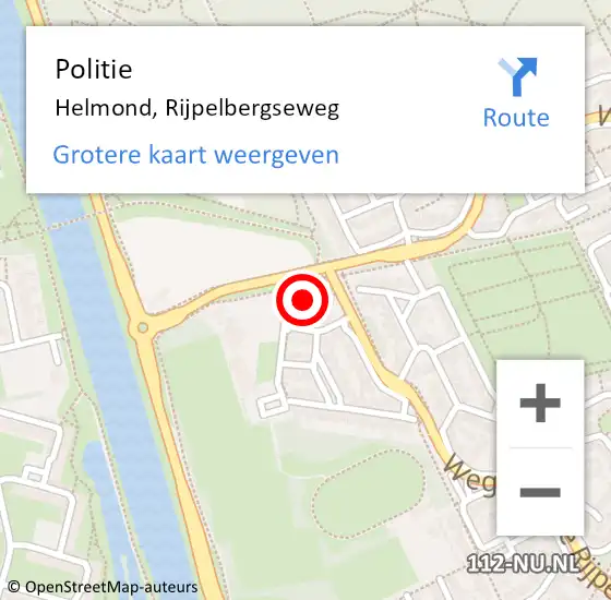 Locatie op kaart van de 112 melding: Politie Helmond, Rijpelbergseweg op 4 september 2023 13:29